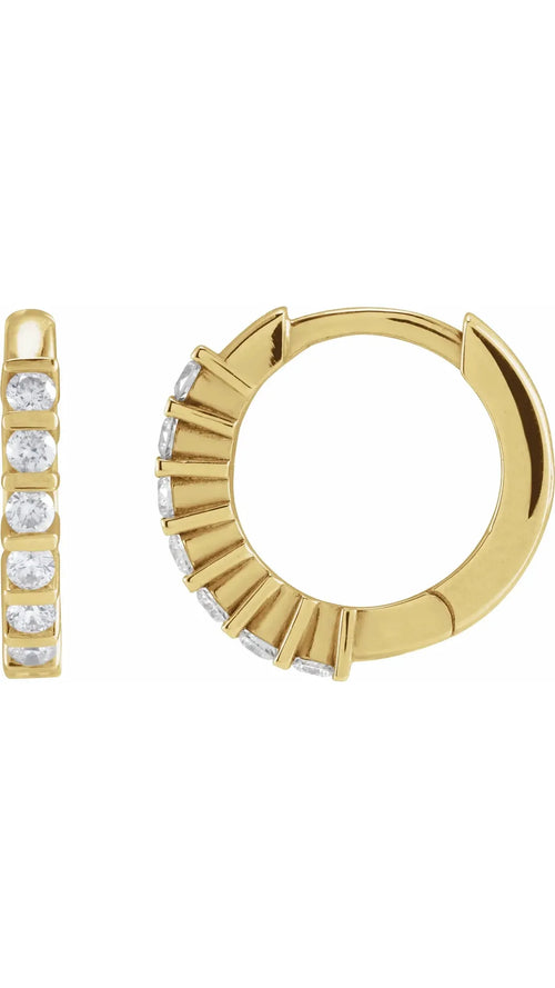 14K Yellow 1/5 CTW Natural Diamond 12.7 mm Hinged Hoop Earrings