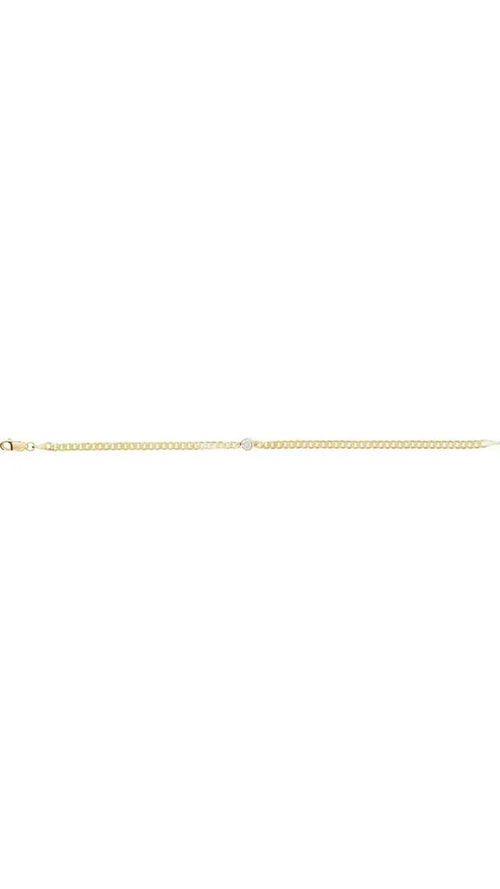 14K Yellow 1/5 CT Natural Diamond Link Bracelet