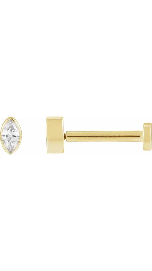 14K Yellow .03 CT Natural Diamond Press Fit Back Stud Earring