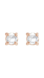 14K Rose .06 CT Rose-Cut Natural Diamond Press Fit Back Stud Earring