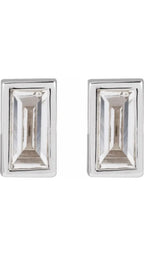 14K White .07 CT Natural Diamond Press Fit Back Stud Earring