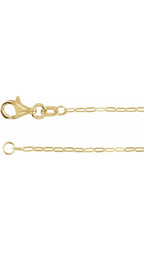 14K Yellow 1.25 mm Paperclip-Style 7" Chain