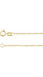 14K Yellow 1.55 mm Figaro 16" Chain