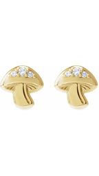 14K Yellow .05 CTW Natural Diamond Mushroom Earrings