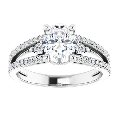 14K White Gold 3/8 CTW Natural Diamond Semi-Set Engagement Ring