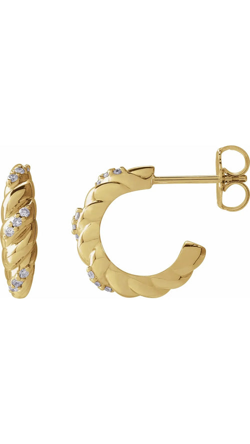 14K Yellow .07 CTW Natural Diamond 14 mm Hoop Earrings