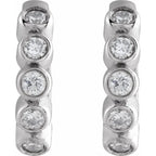 14K White 1/5 CTW Natural Diamond 12.24 mm Hinged Hoop Earrings