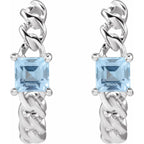 14K White Natural Sky Blue Topaz Earrings