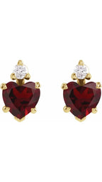 14K Yellow Natural Mozambique Garnet & .06 Natural Diamond Stud Earrings