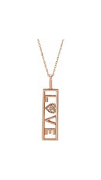 14K Rose .02 CTW Natural Diamond Love 18" Necklace