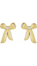 14K Yellow .03 CTW Natural Diamond Bow Earrings