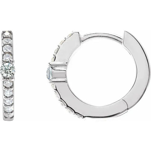 14K White 1/6 CTW Natural Diamond 13.6 mm Hoop Earrings