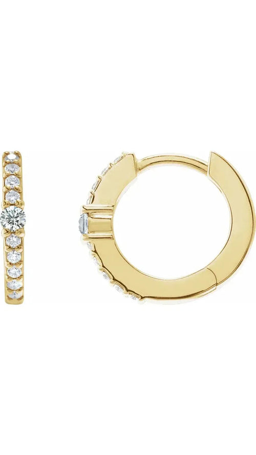 14K Yellow 1/6 CTW Natural Diamond 13.6 mm Hoop Earrings