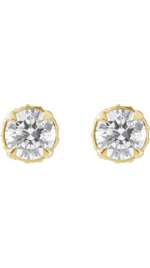 14K Yellow 9/10 CTW Natural Diamond Hidden Halo Earrings