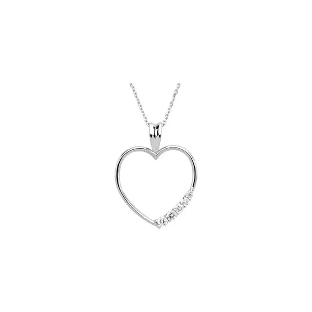 14K Yellow 1/5 CTW Natural Diamond Journey Heart 18" Necklace