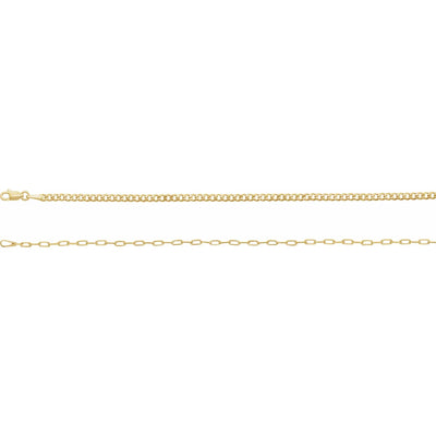 14K Yellow 2.7 mm Curb & Paperclip-Style 18" Chain