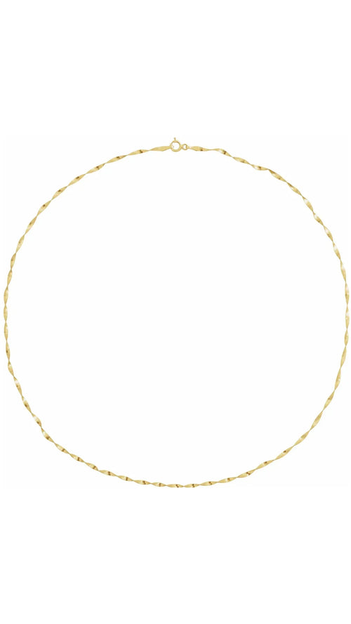 14K Yellow 1.6 mm Twisted Herringbone 18" Chain