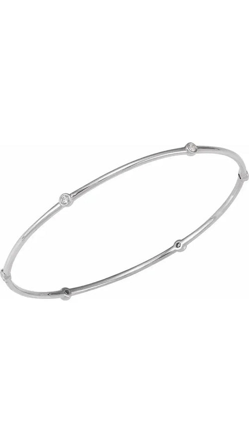14K White 1/4 CTW Natural Diamond Bezel-Set Bangle Bracelet