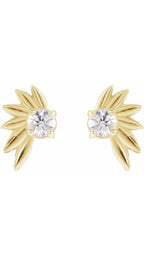 14K Yellow 1/5 CTW Natural Diamond Half-Flower Earrings