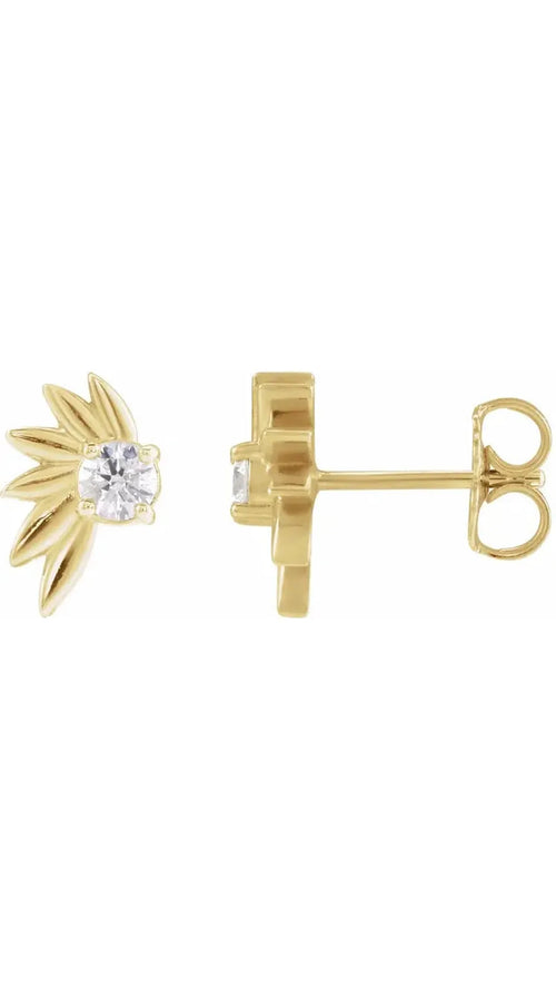 14K Yellow 1/5 CTW Natural Diamond Half-Flower Earrings