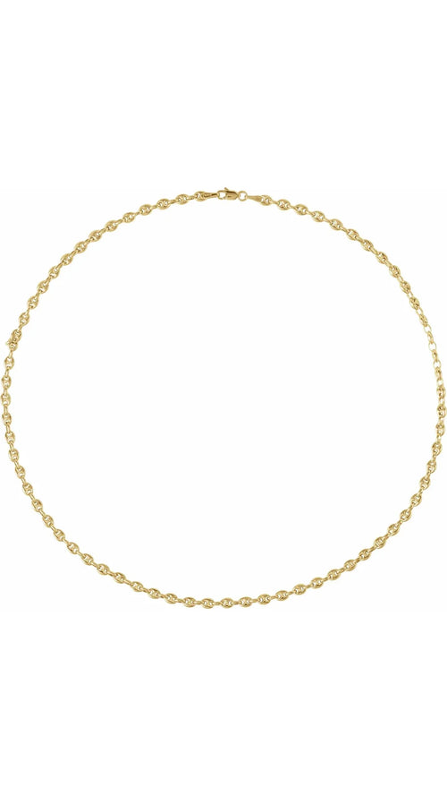 14K Yellow 3.8 mm Puffed Anchor 16" Chain