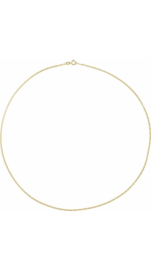 14K Yellow 1.3 mm Mirror 7" Chain
