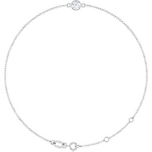 14K White Natural White Sapphire 6 1/2-7 1/2" Bracelet