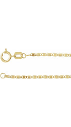 14K Yellow 1.3 mm Mirror 7" Chain