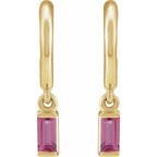 14K Yellow Natural Pink Tourmaline 17.6 mm Hoop Earrings