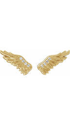 14K Yellow .02 CTW Natural Diamond Angel Wing Earrings