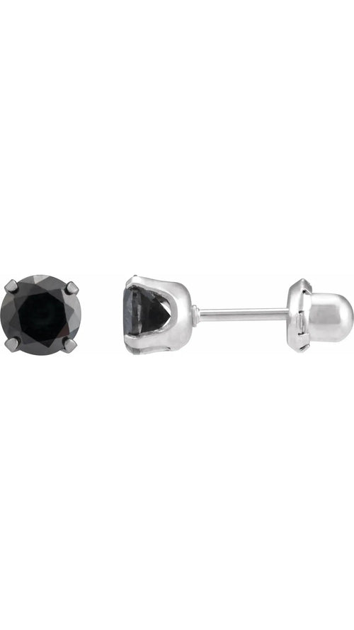 Stainless Steel 5 mm Imitation Black Cubic Zirconia Inverness® Piercing Earrings