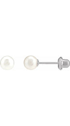 14K White 5 mm Imitation Pearl Inverness® Piercing Earrings