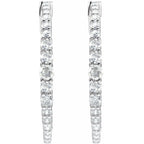 14K White 1 1/3 CTW Lab-Grown Diamond 30 mm Hoop Earrings
