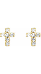14K Yellow .02 CTW Natural Diamond Inverness® Cross Piercing Earrings