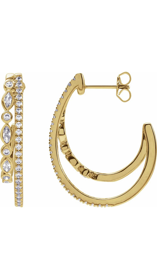 14K Yellow 1 1/5 CTW Natural Diamond 30.8 mm Hoop Earrings