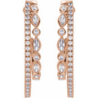 14K Rose 1 1/5 CTW Natural Diamond 30.5 mm Hoop Earrings
