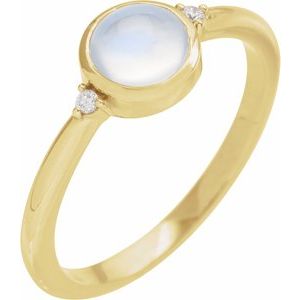 14K Yellow Natural Rainbow Moonstone & .03 CTW Natural Diamond Ring
