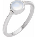 Sterling Silver Natural Rainbow Moonstone & .03 CTW Natural Diamond Ring
