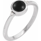 14K White 6 mm Round Natural Black Onyx & .03 CTW Natural Diamond Ring