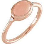 14K Rose Natural Pink Coral & .03 CTW Natural Diamond Ring