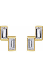 14K Yellow 1/4 CTW Natural Diamond Two-Stone Stud Earrings