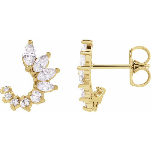 14K Yellow 1/2 CTW Natural Diamond Front-Back Earrings