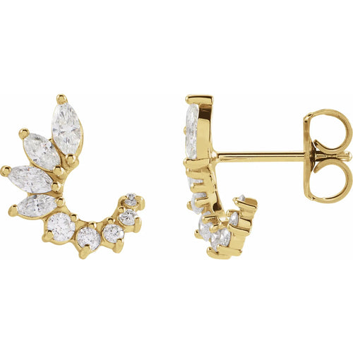 14K Yellow 1/2 CTW Natural Diamond Front-Back Earrings
