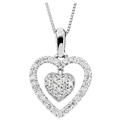 14K White 1/4 CTW Natural Diamond Heart 18" Necklace