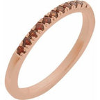 14K Rose Natural Mozambique Garnet Stackable Ring