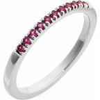 14K White Lab-Grown Ruby Stackable Ring