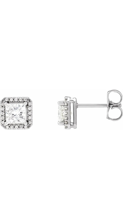 14K White 3/4 CTW Natural Diamond Halo-Style Earrings