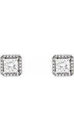 14K White 3/4 CTW Natural Diamond Halo-Style Earrings