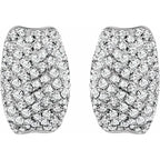 14K White Gold 9/10 CTW Natural Diamond Hoop Earrings