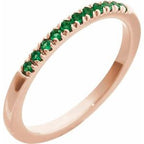 14K Rose Lab-Grown Emerald Stackable Ring